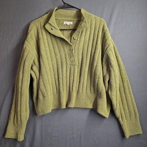 Olive Green Women's Cropped Sweater